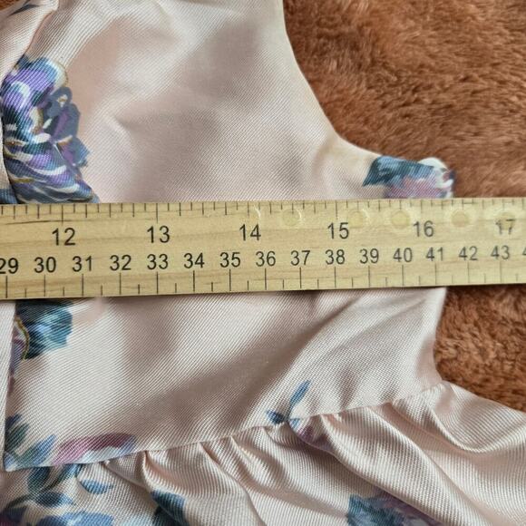 NWOT Lulus Floral Pink Floral Mini Babydoll Dress Sz M Bows Coquette Regency - Picture 11 of 12